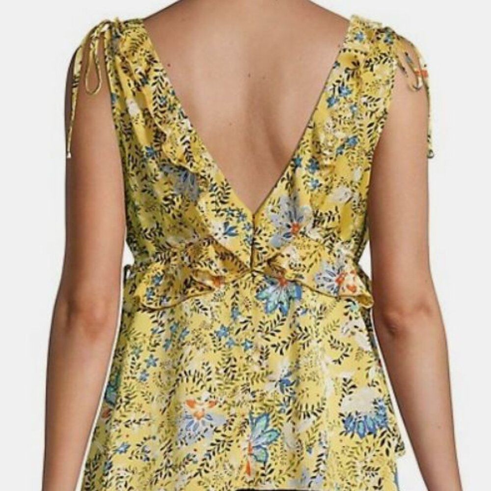Buffalo David Bitton Sleeveless Floral-Print Ruffle Blouse Nwt Size Large — image 2 of 8